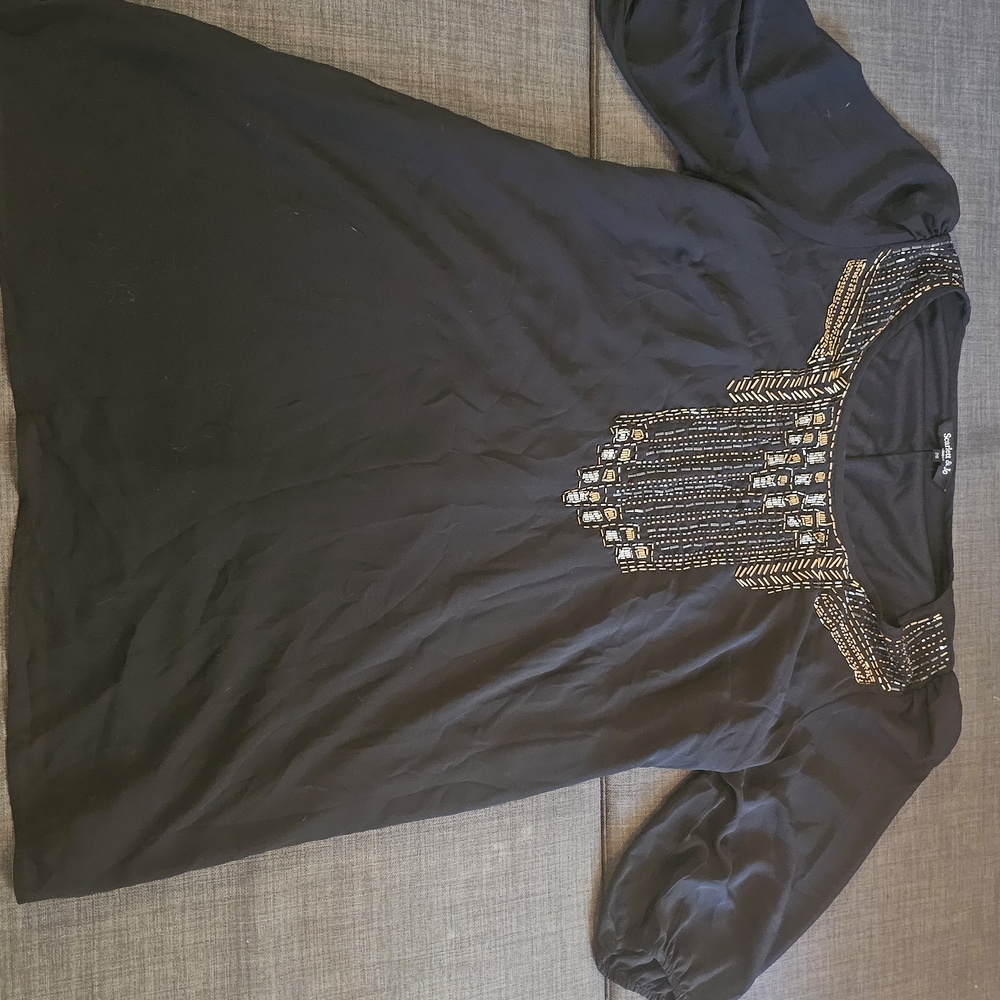 Scarlett & Jo Black Mini Dress with Gold Accents - Size 26